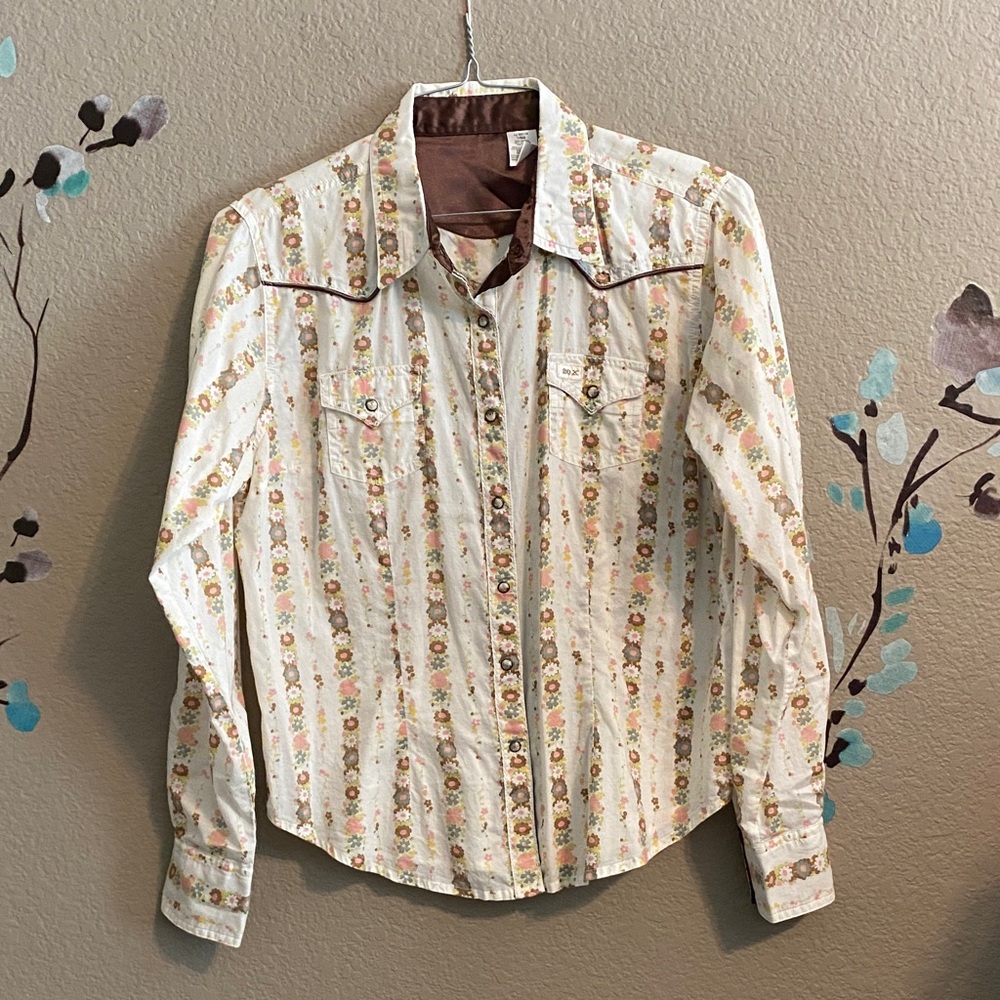Twenty X r floral long sleeve western pearl snap button down shirt L - Picture 2 of 7